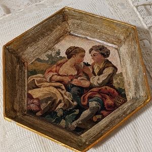 SIGNED ROBIN KING decoupage tray. French lover art
